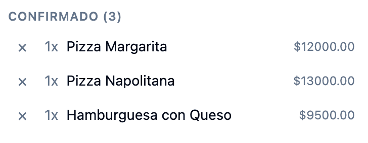 Pedidos organizados